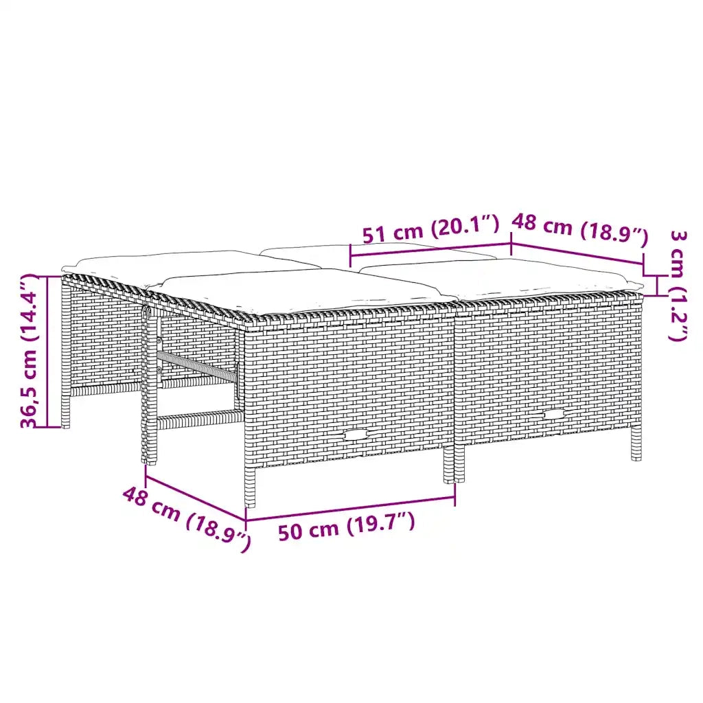 Sgabelli da giardino con Cuscini 4 pz in Polyrattan Grigio 368369