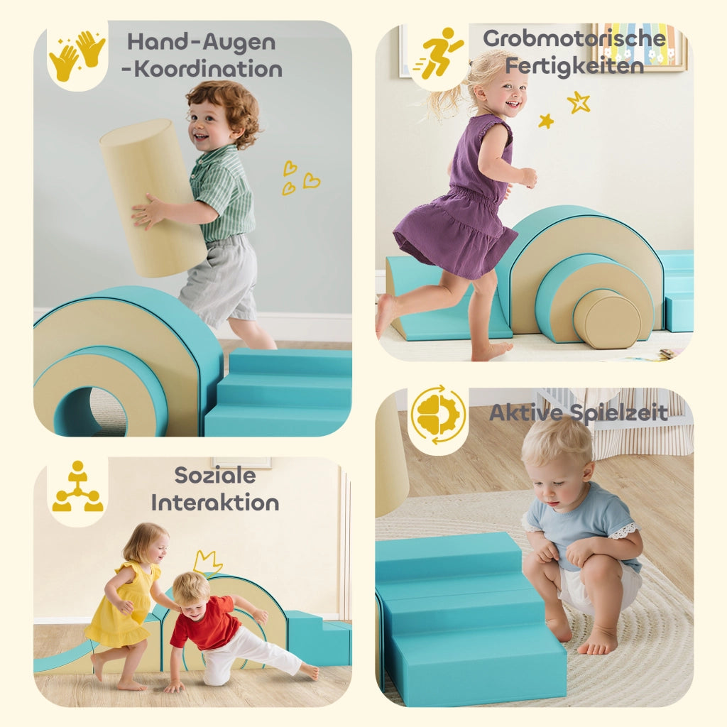 Set di blocchi morbidi per bambini ¨C zephmum ¨C Verde, 5 forme, schiuma, similpelle