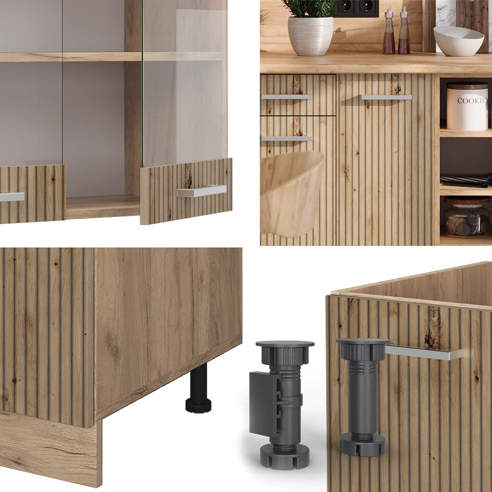 Cucina componibile R-Line Rovere artigianale/Rovere dorato 240 cm, PL Rovere Vicco