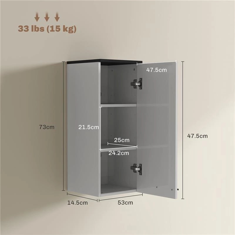 ARMADIETTO BAGNO DA PARETE CON 3 RIPIANI E MENSOLE REGOLABILI 30X32X73 CM BIANCO