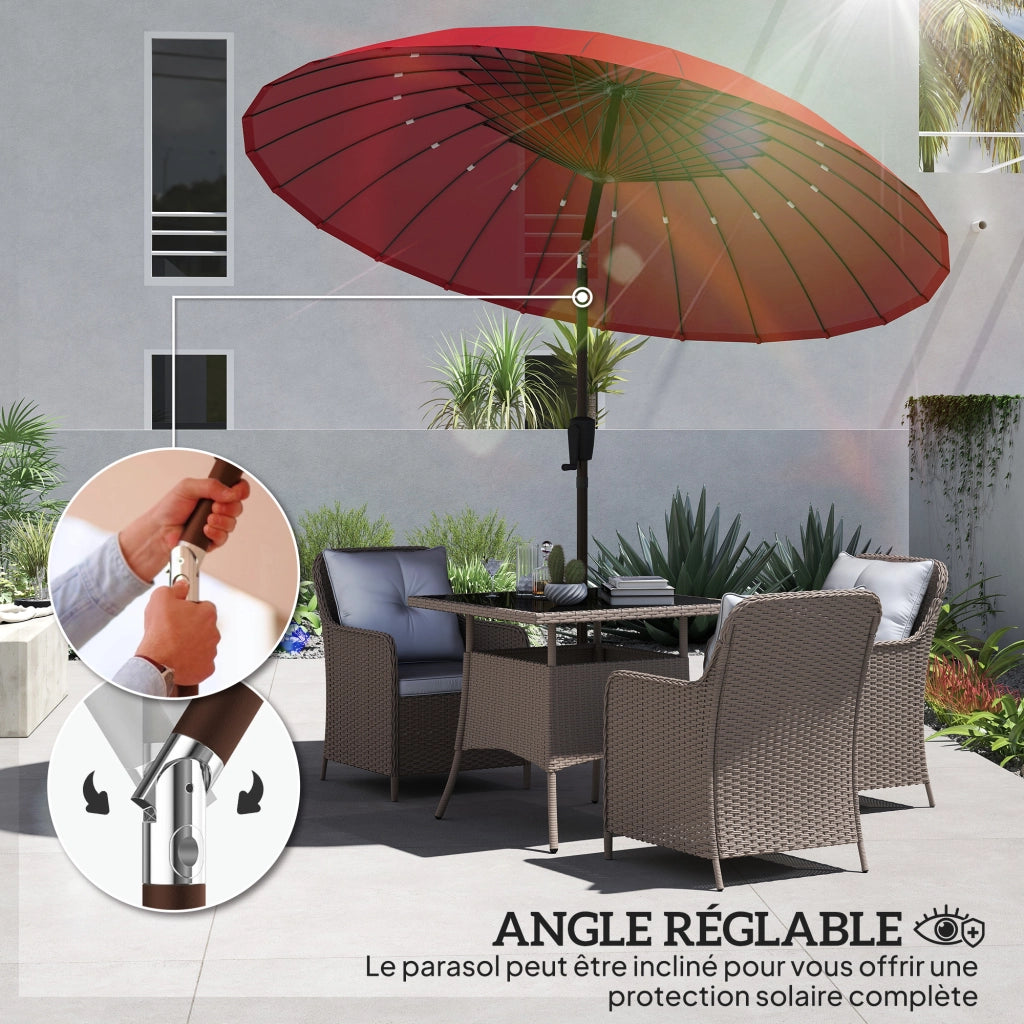 Ombrellone da Giardino Rotondo Inclinabile ¨C Xylo ¨C Rosso Diametro 260 cm con Manovella