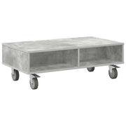 Tavolino | Tavolo laterale con Ruote Grigio cemento 90 x 50 x 30 cm