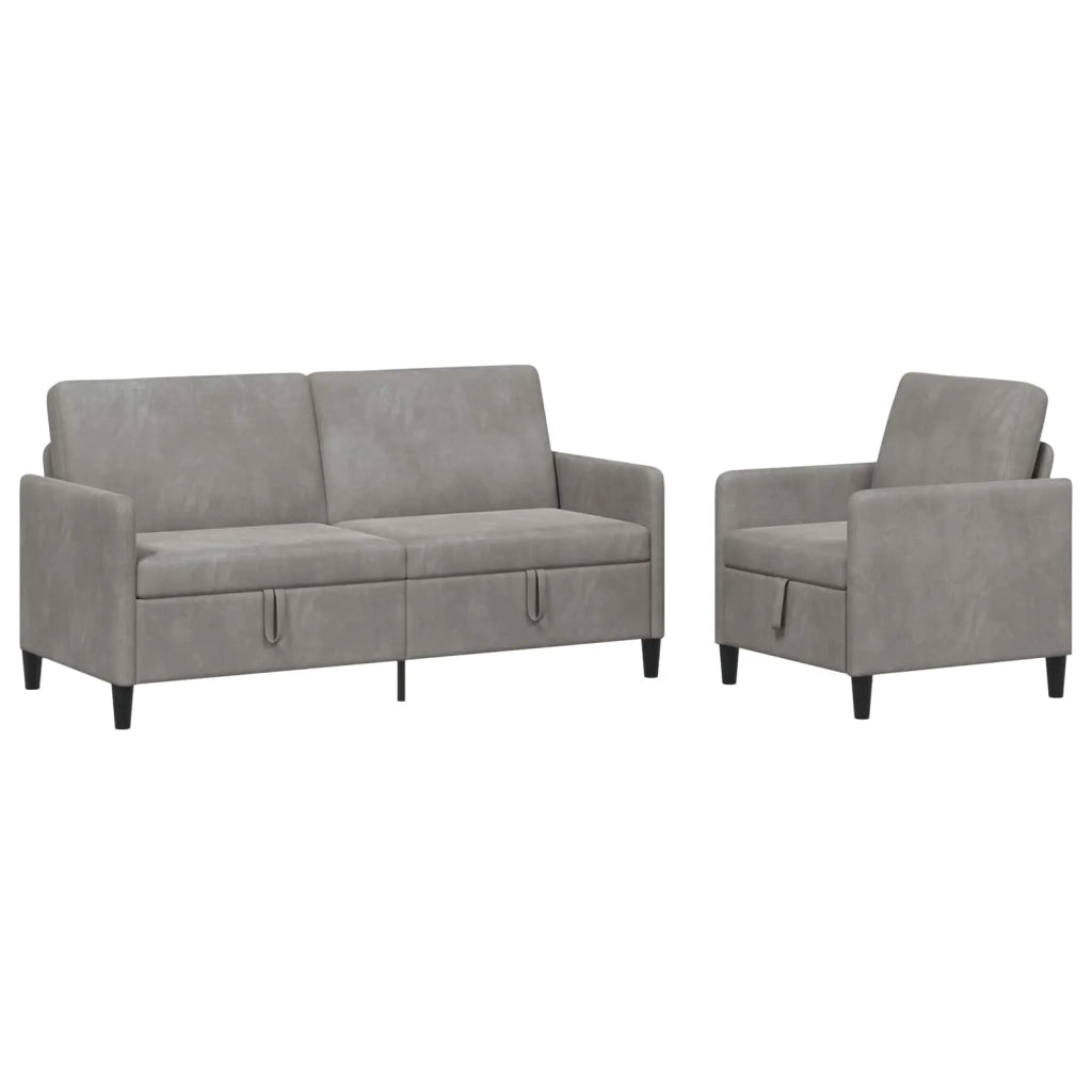 Set di Divani con Storage 2 pz Grigio Chiaro Poliestere 3429218