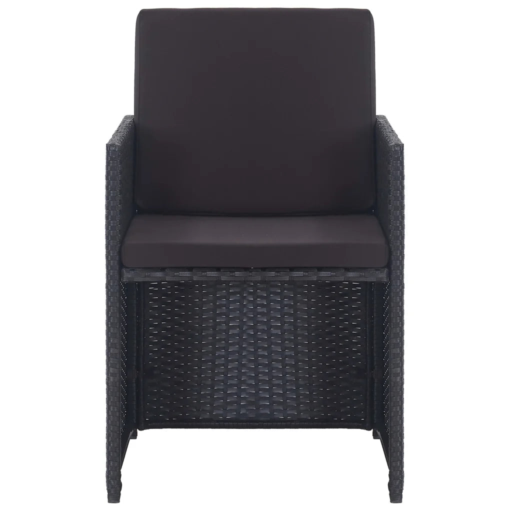 Set da Pranzo da Giardino 13 pz con Cuscini in Polyrattan Nero  cod mxl 50646
