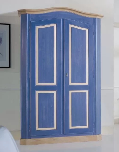 Armadio shabby 2 porte in legno blu e miele 131x63x214 (2203) - Mobili 2G
