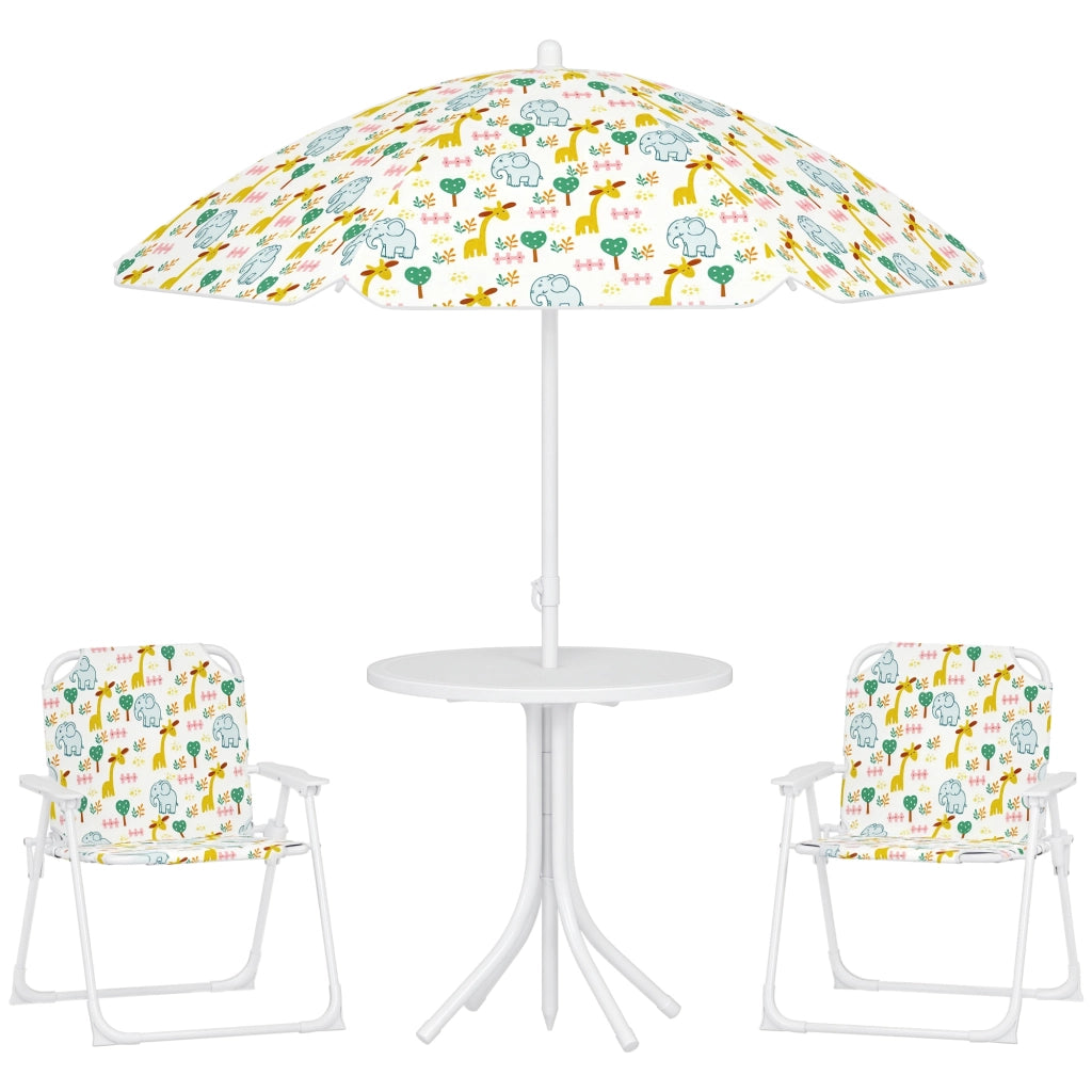 Set Tavolo e Sedie da Giardino per Bambini 4 Pezzi ¨C zephmum ¨C Bianco