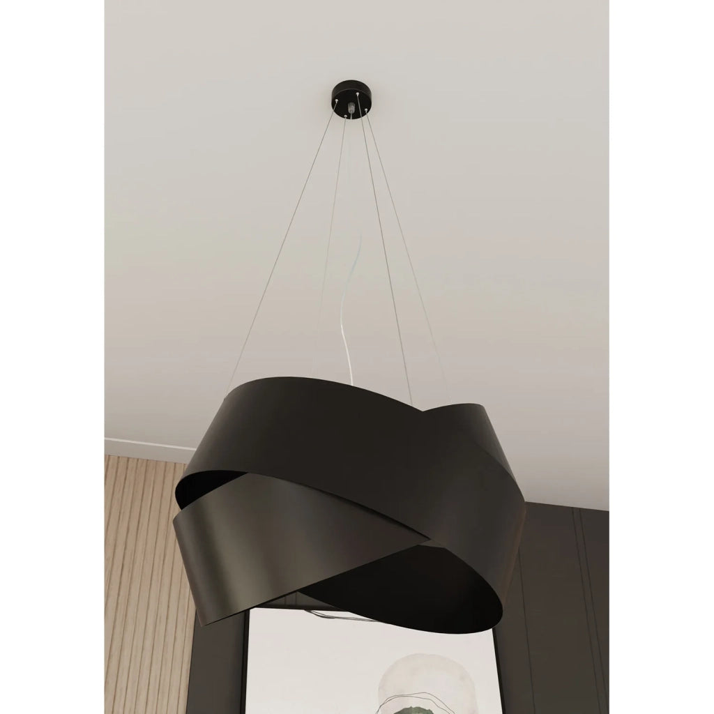 Sospensione Moderna 1 Luce In Fasce Di Acciaio Nero