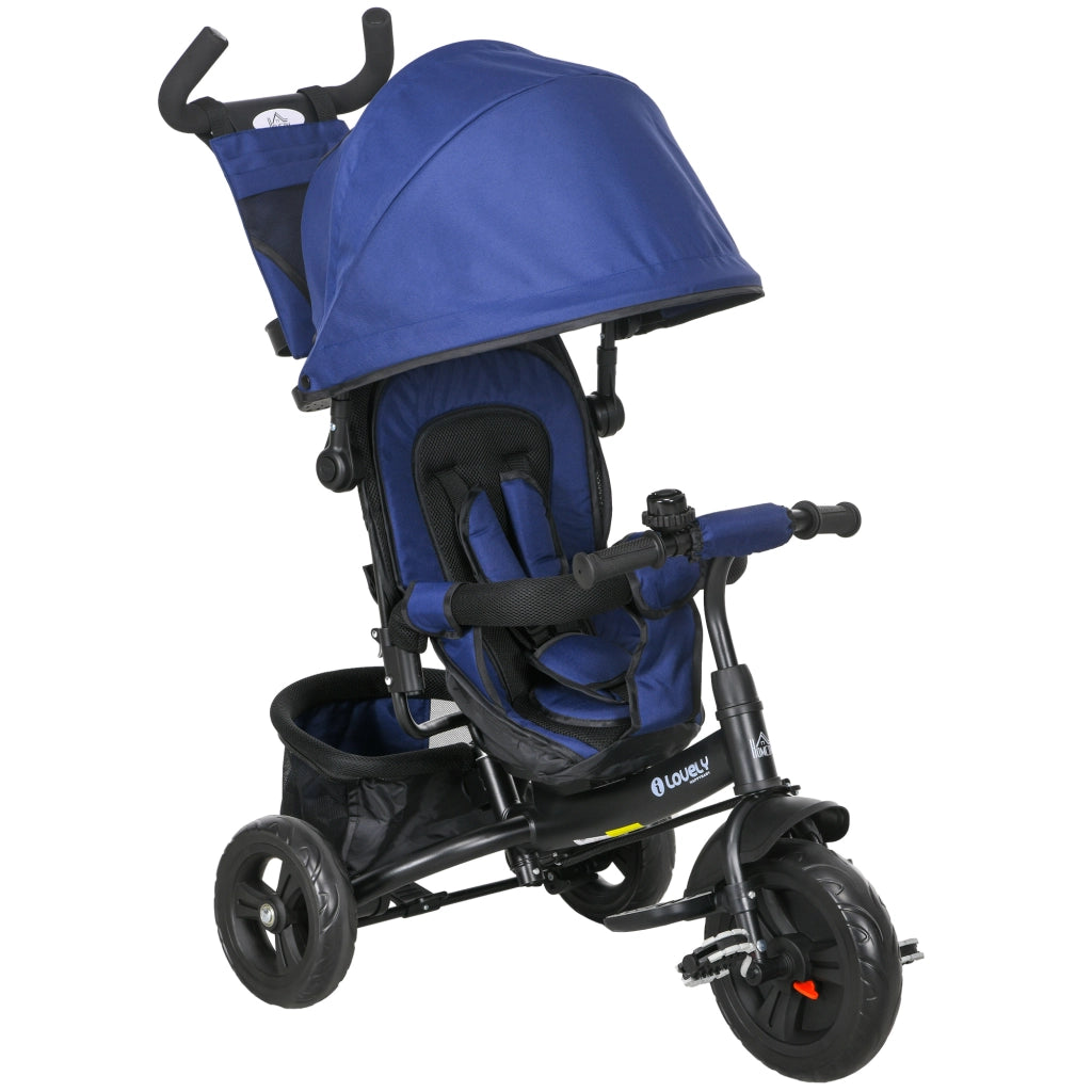 Triciclo per Bambini ¨C Zephmum ¨C Metallico, Blu Scuro con Cestino e Portabicchieri