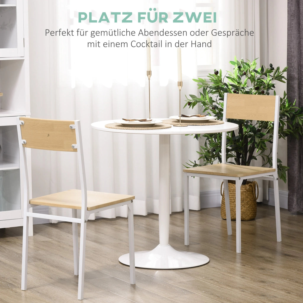 TAVOLO rotondo Ø70 x 75 cm in MDF bianco con base in acciaio