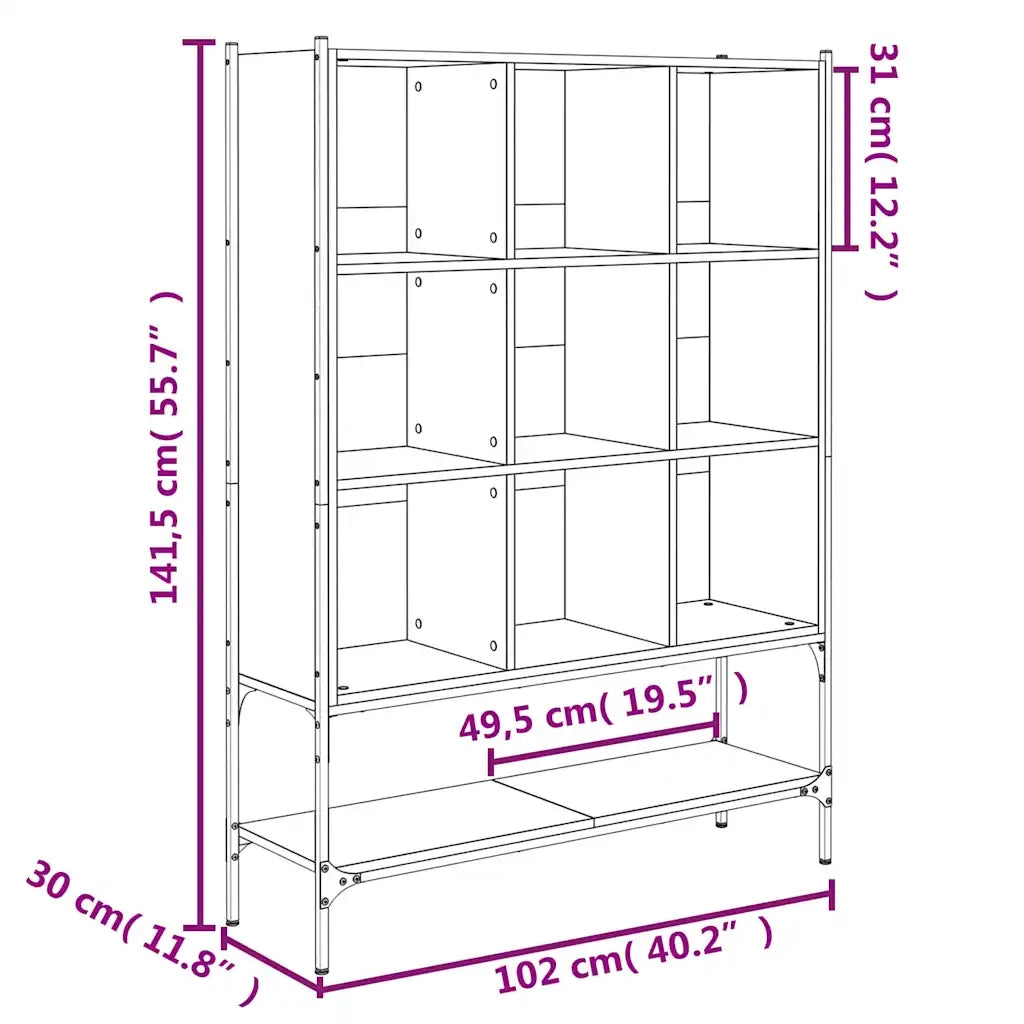 Libreria-Scaffale per Libri-Mobile di Stoccaggio Rovere Marrone 102x30x141,5 cm in Legno Multistrato