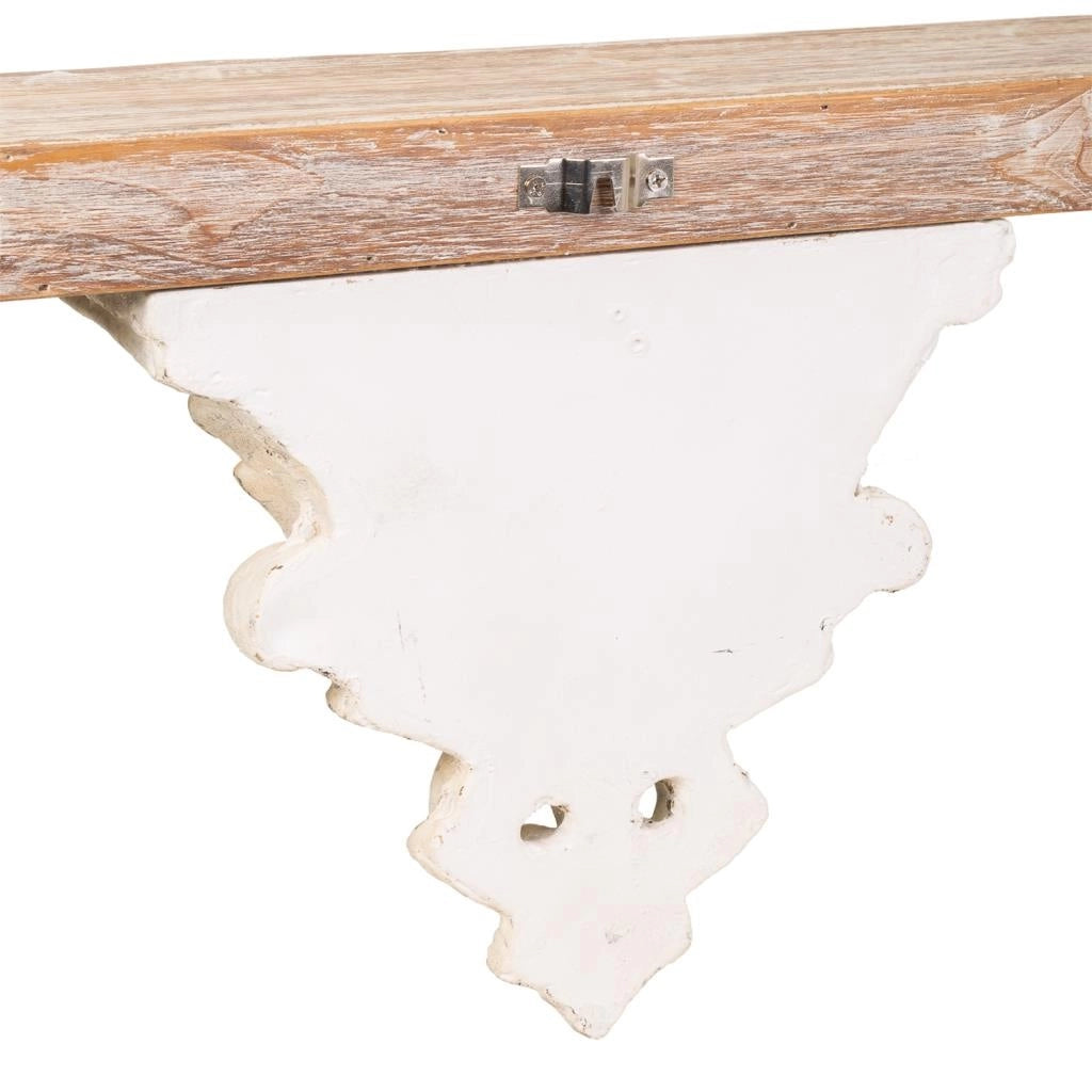Scaffale in legno intagliato bianco e resina 120x14x28h