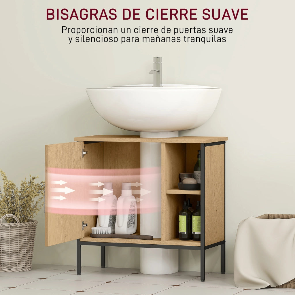 Mobiletto Sottolavabo con Anta e Ripiano Ajustabile ¨C Zephmum ¨C 60x30x59,5 cm Robe Bianco
