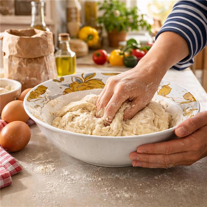 MA MAISON INSALATIERA IN PORCELLANA 22,5 CM DECORATA, CIOTOLA PER INSALATA E TAVOLA, CON MOTIVO FLOREALE ORO