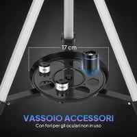 Telescopio Astronomico 70mm con 2 Lenti Oculari e Adattatore Smartphone, 80x80x135 cm, Bianco e Nero
