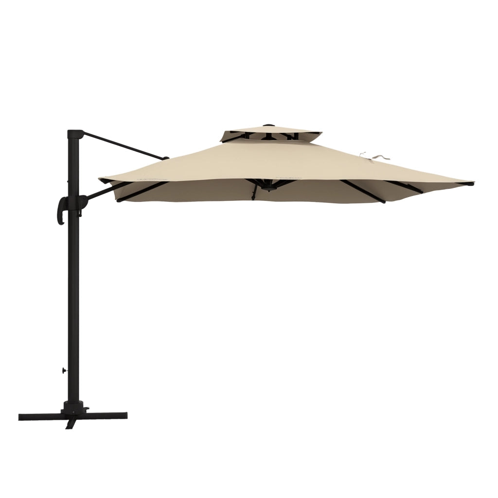 Ombrellone da Giardino Inclinabile 3x3 m ¨C Zephmum ¨C Alluminio Poliestere Khaki