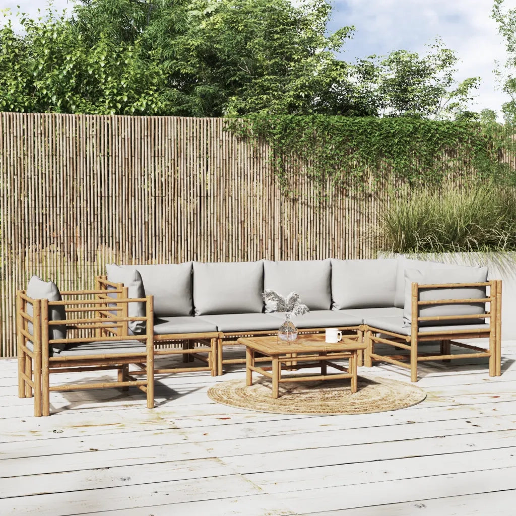 Set Salotto da Giardino 7pz con Cuscini Grigio Chiaro BambÃ¹cod mxl 76285