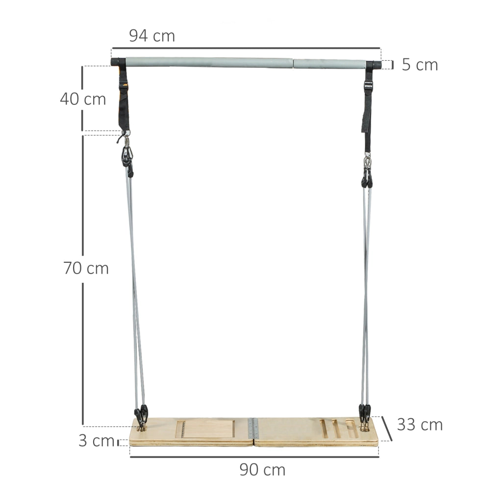 Barra Pilates con Bande Elastiche ¨C zephmum ¨C 90x33x3 cm