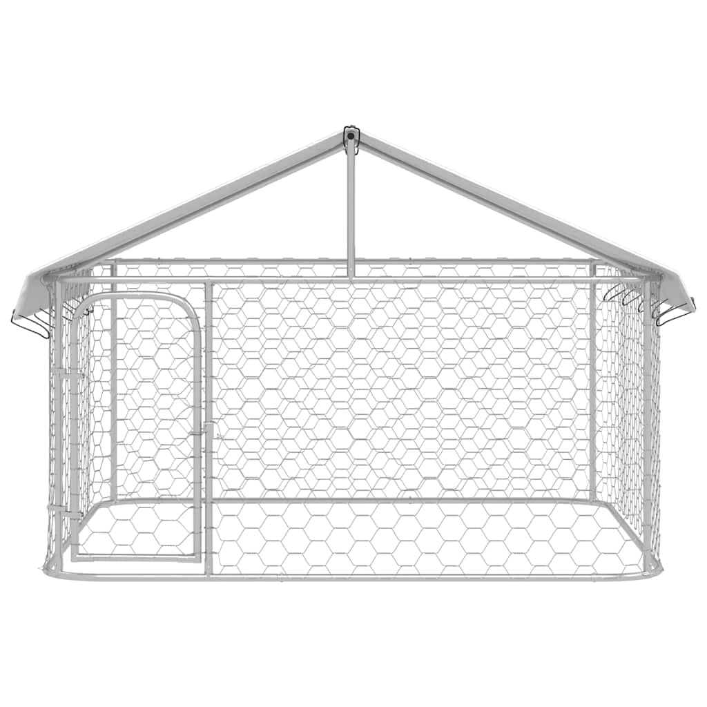 Cuccia/gabbia/recinto per animali domestici da esterno con tetto 200 x 200 x 150 cm argento 02_0041907