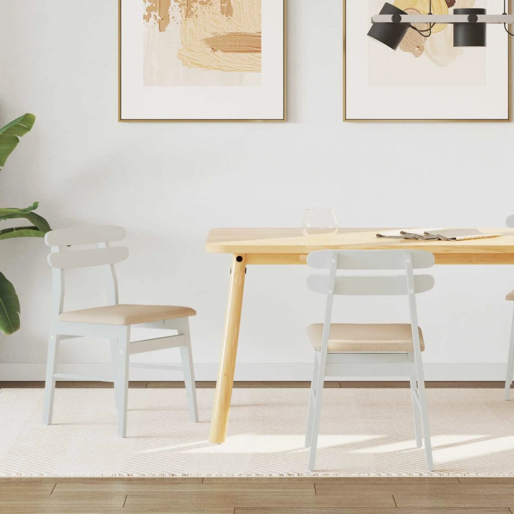 Sedia da pranzo 2 pcs Bianco e marrone Legno di gomma solido 42020517