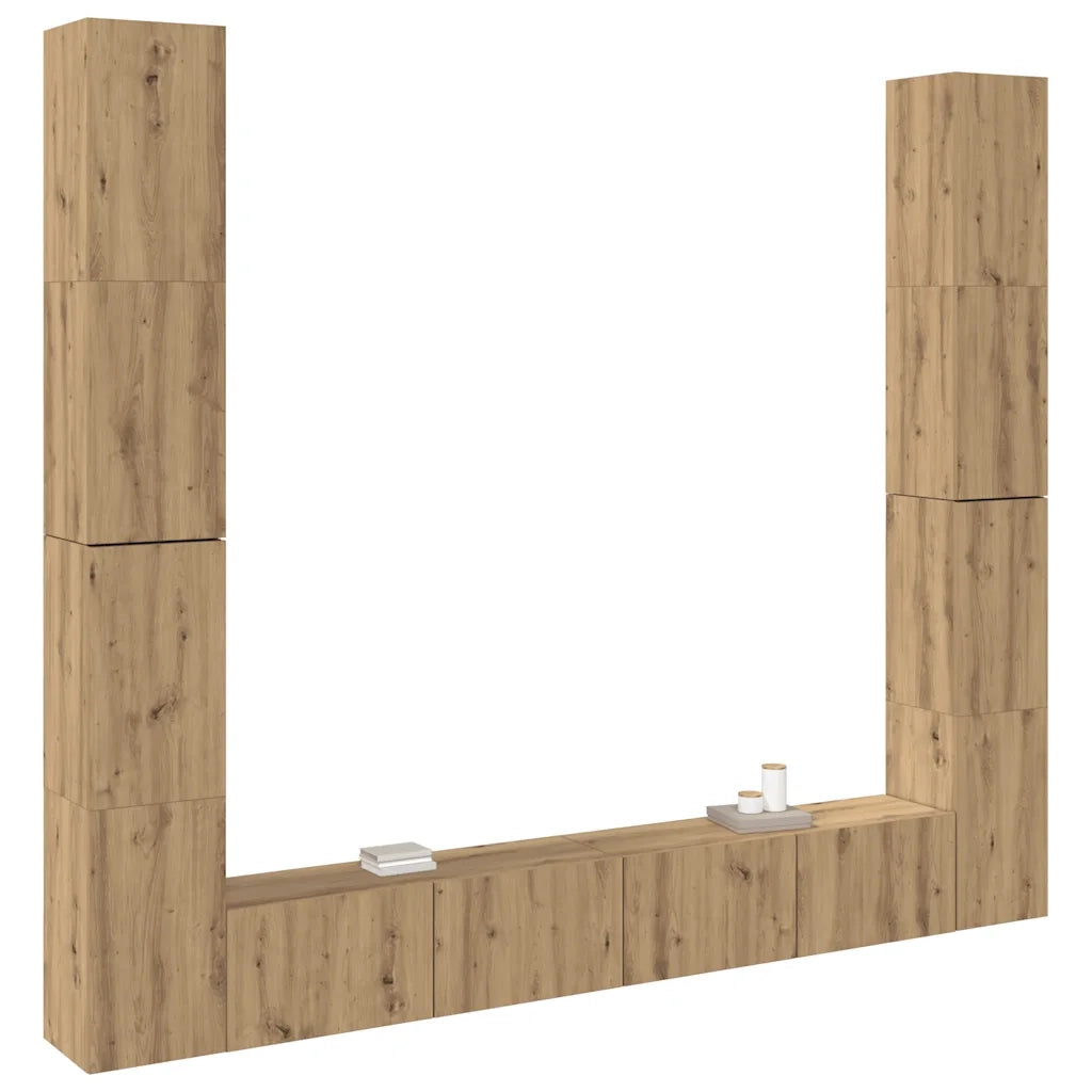 Mobili TV a Parete 6 pz Rovere Artigianale Legno Multistrato