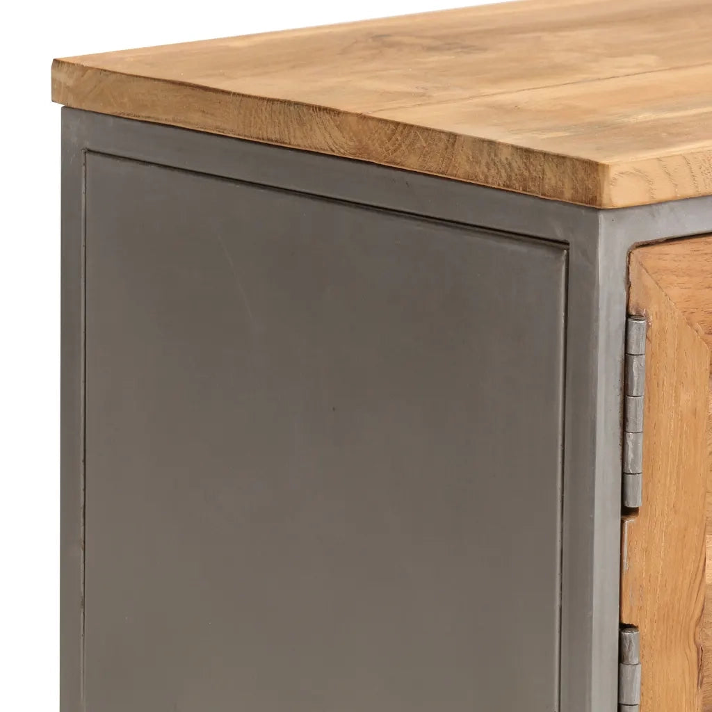 Mobile Porta TV in Teak Recuperato e Acciaio 120x30x40 cm 246281