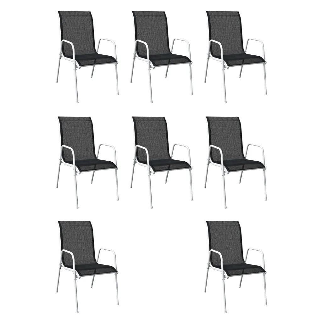 Set da Pranzo da Giardino 9 pz in Acciaio Nero 43306