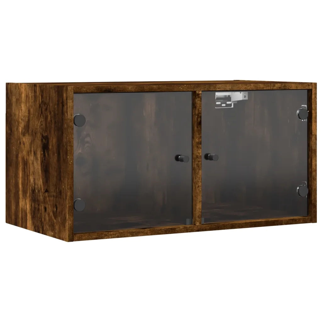 vidaXL Mobile a Muro con Ante in Vetro Rovere Fumo 68,5x37x35 cm