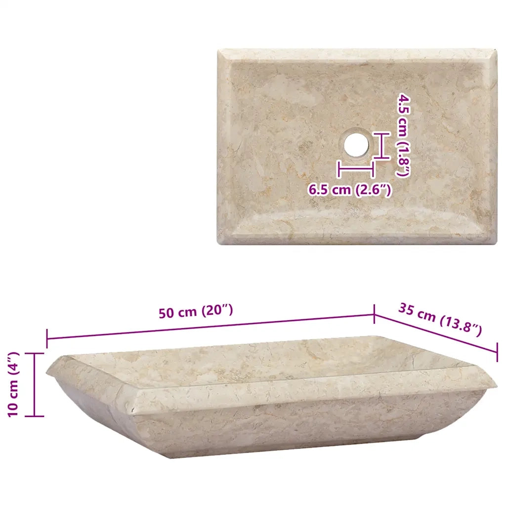 Lavandino Crema 50x35x10 cm in Marmo CFW2961764