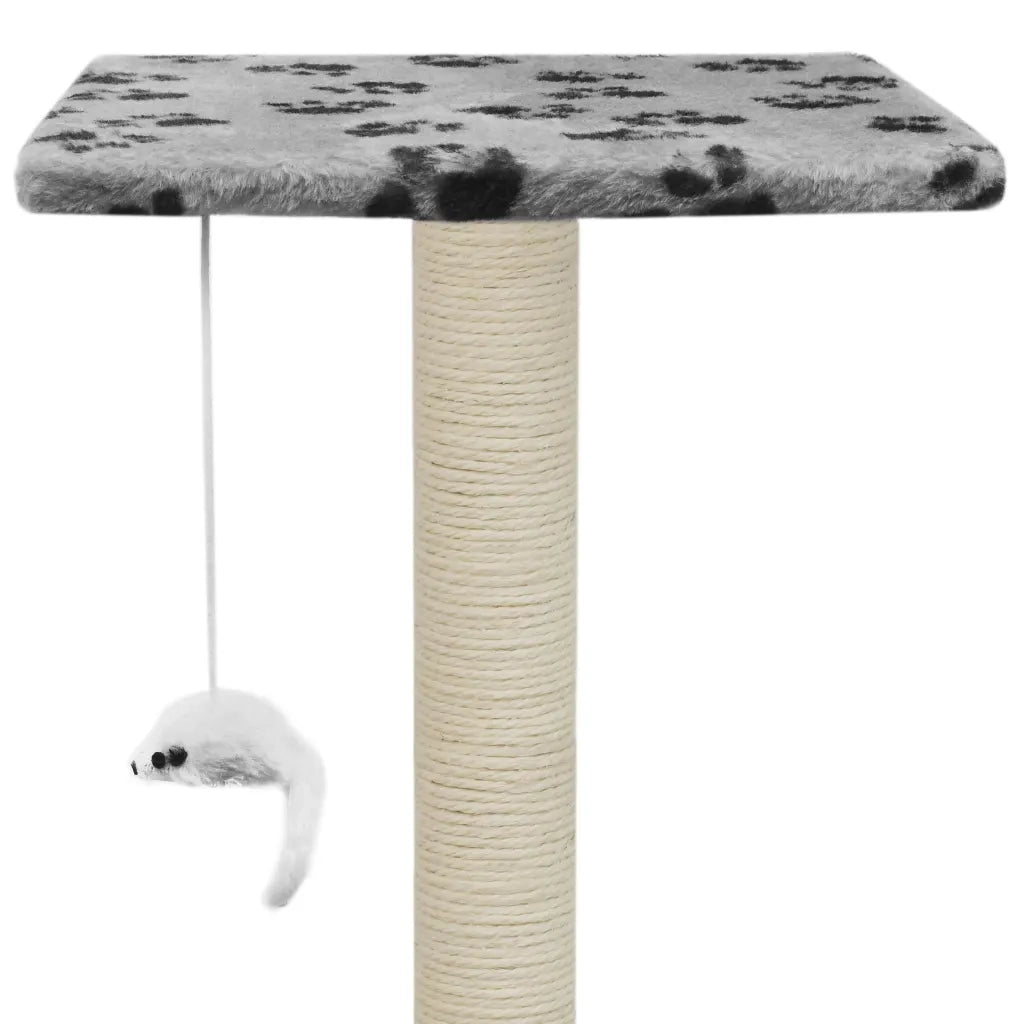 Albero per Gatti e Tiragraffi Sisal 95 cm Zampe Stampate Grigio CFW7755740