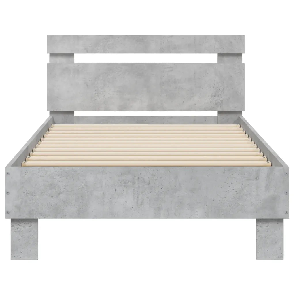 Giroletto con Testiera e LED Grigio Cemento 75x190 cm 838753