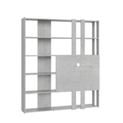 Libreria a giorno Kato M con pannello porta TV cemento