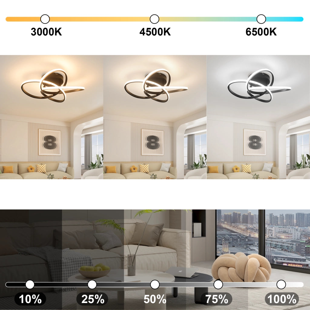 ZMH Lampada da soffitto plafoniera LED moderna design fiori neri 28W 3000K bianco caldo per cucina