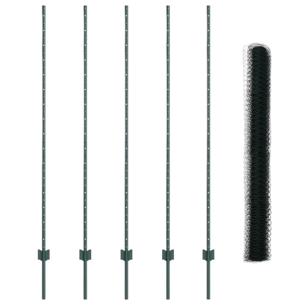Pali da Recinzione  5 pz U-Channel Verde 150 cm Acciaio