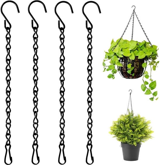 Set di 4 catene in acciaio con H e karabina, con ganci a vite regolabili per l'installazione di casette per uccelli, ripostigli per cibo, dispensatori per cibo per uccelli, casette per nidi, appendiabiti, lampioni e luci a vento con maniglie.