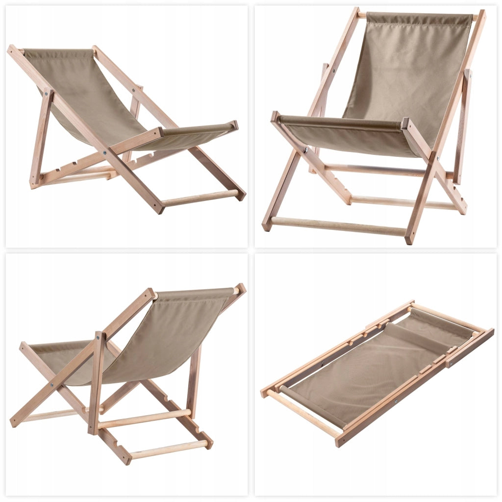 KADAX Lettini da giardino/spiaggia in legno pieghevoli, 2 pezzi, lucidati, di alta qualità