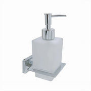 Trade Shop - Dispenser Sapone Cubico Da Muro In Acciaio Vetro Satinato 16cm Arredo Bagno 87215 -