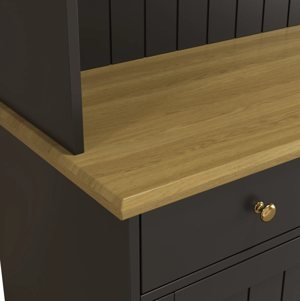 Credenza buffet alta con ante in vetro; cassetto e vano chiuso 120x40x191 cm; nero