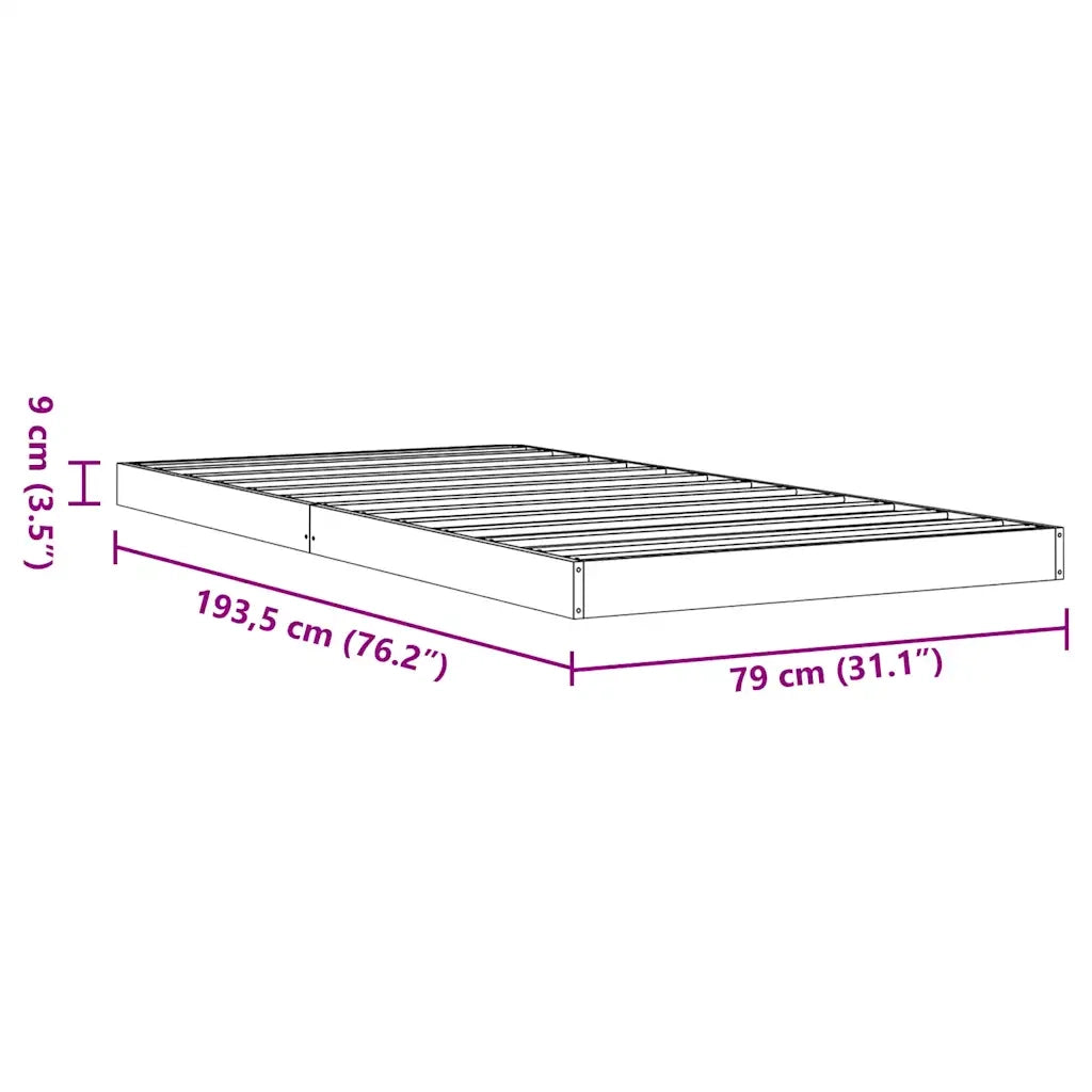 Letto singolo | Letto per adulti | Giroletto Marrone Cera 75x190 cm in Legno Massello di Pino