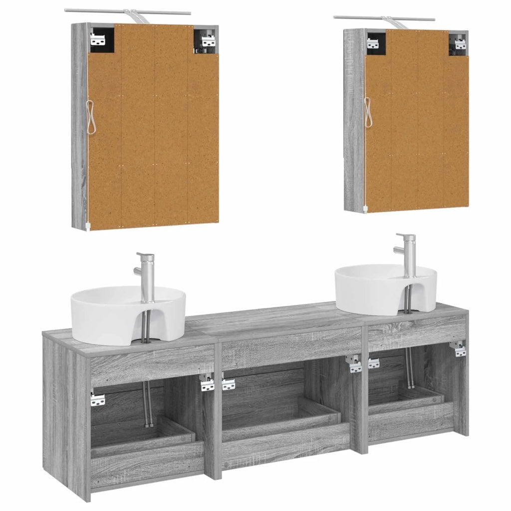 Set di mobili per il bagno 5 pcs Sonoma grigio 3406884