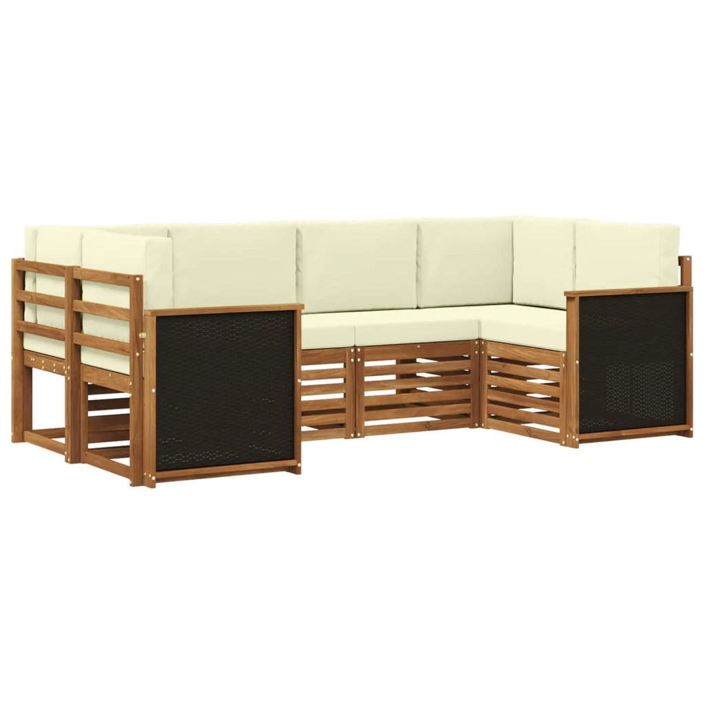 Set divano sezionale con cuscino 5 pcs Naturale e Crema