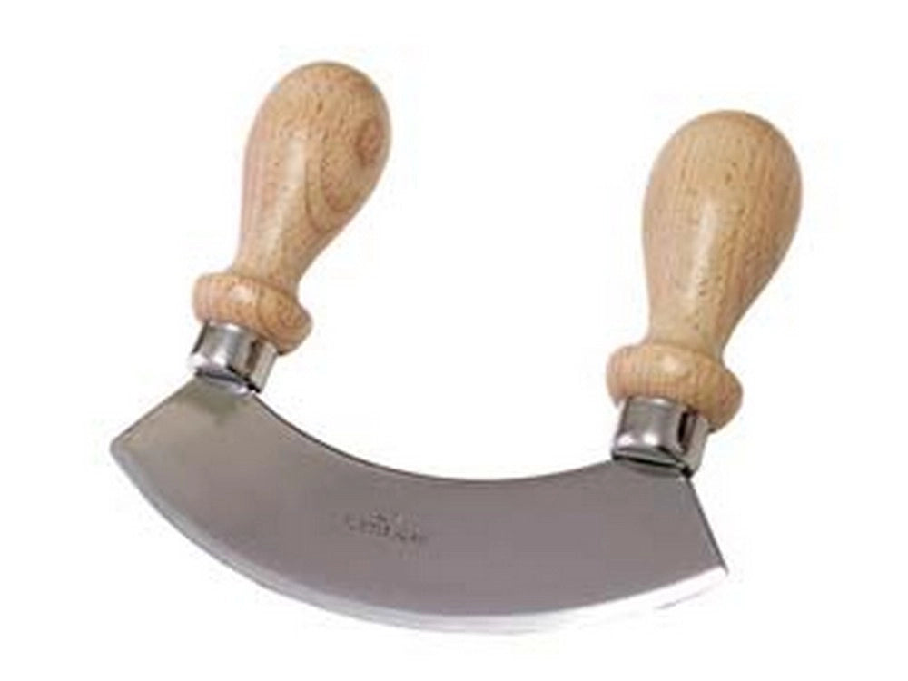 1pz mezzaluna in accio inox con manico in legno - cm.14x3,5x12h. cod:ferx.fer322812