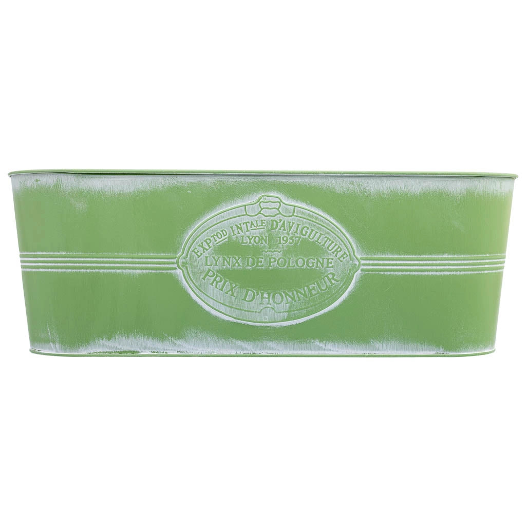 Bacinella in metallo verde 41x14,5x14,2h cm B37,5x10,5