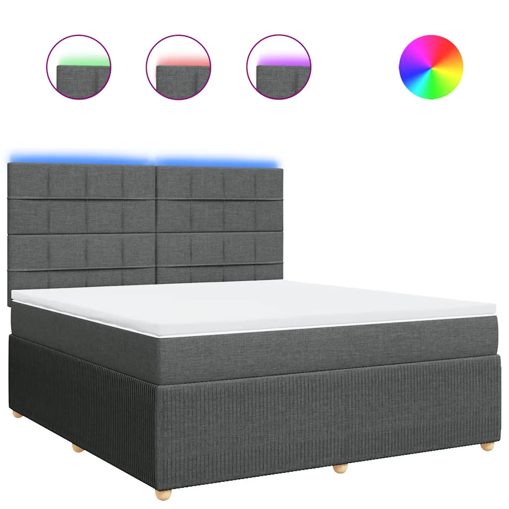 vidaXL Giroletto a Molle con Materasso Grigio Scuro 180x200 cm Tessuto