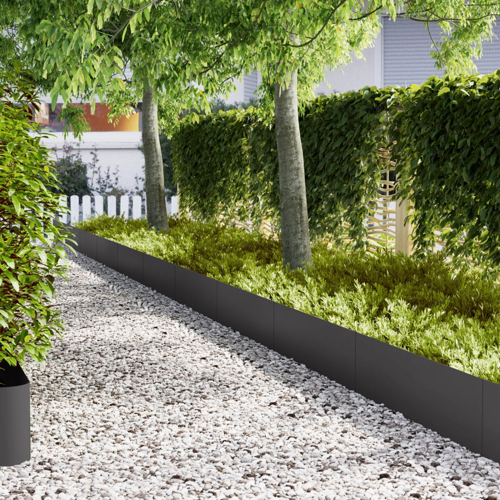 Bordature per Prato 10 pz Nero 100x0,5x30 cm Acciaio