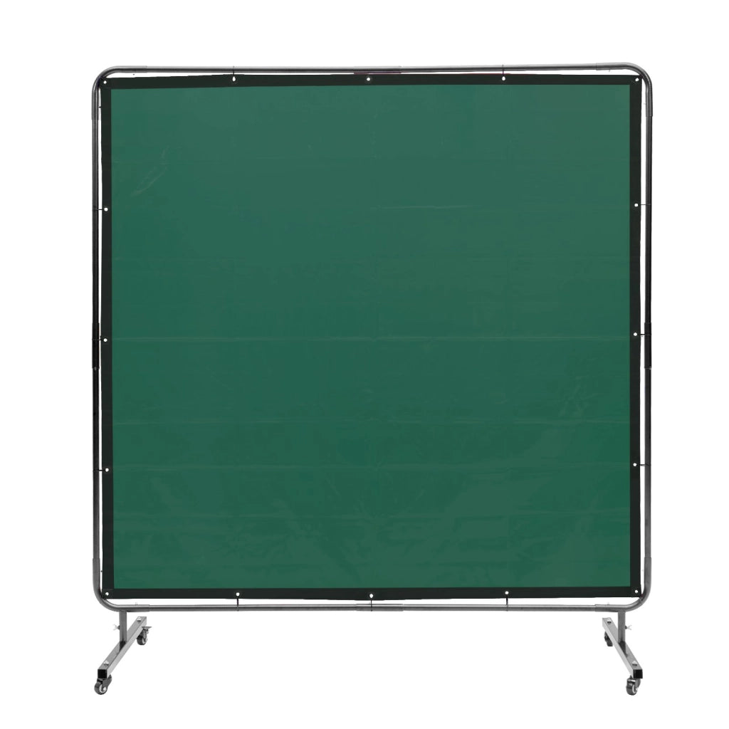 Tenda di protezione per saldatura 1,8x1,8m in vinile ignifugo verde parete mobile con 4 ruote per officina e fai da te XU-2310