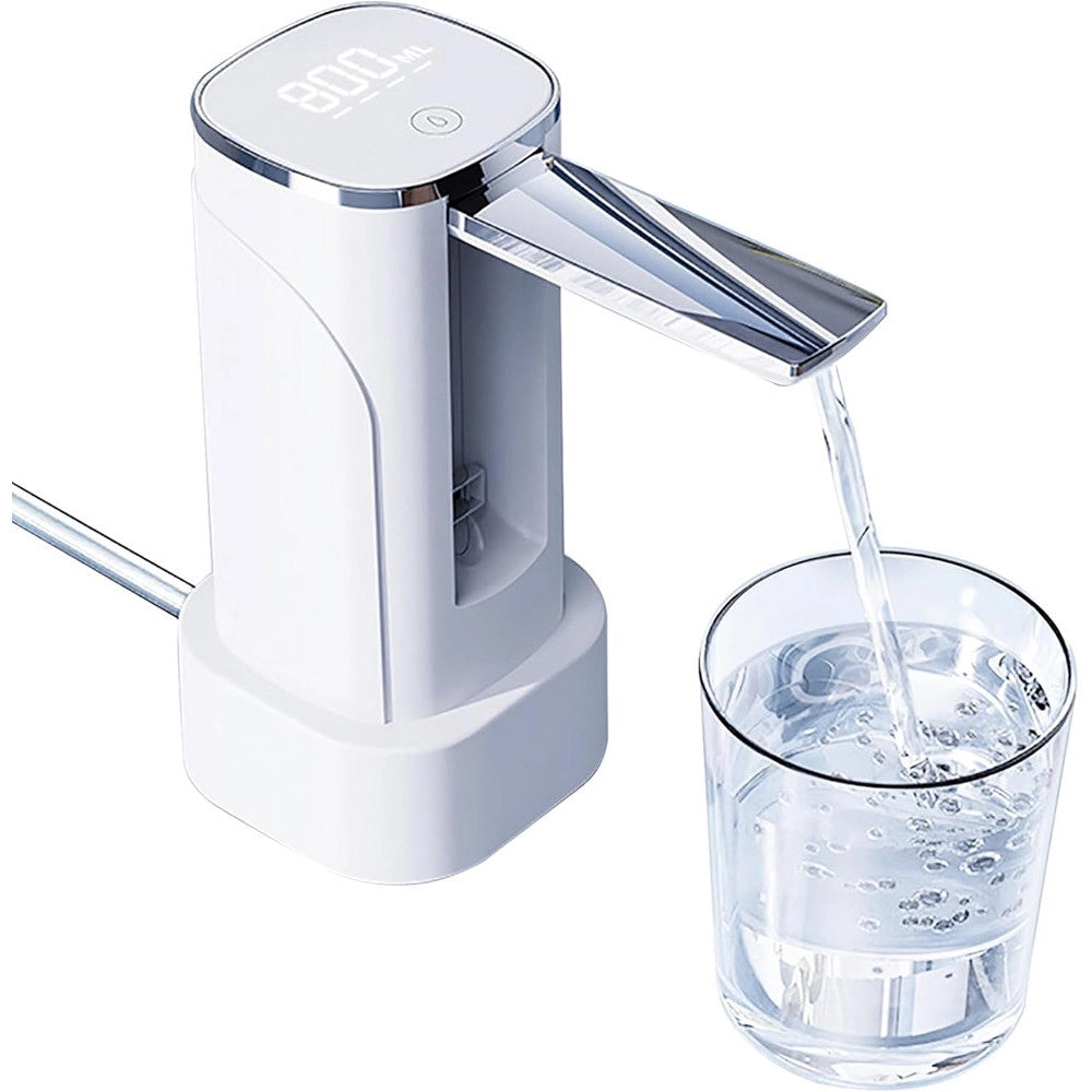 Trade Shop - Pompa D'acqua Dispenser Ricaricabile Usb Con Display A Led Portatile Pieghevole Q-cs80 -