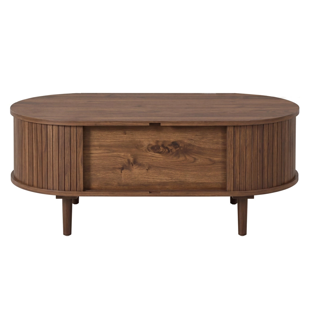 Tavolino da Caff¨¨ Ovale con Cassetti e Ante Scorrevoli ¨C MINIMAL ¨C MDF