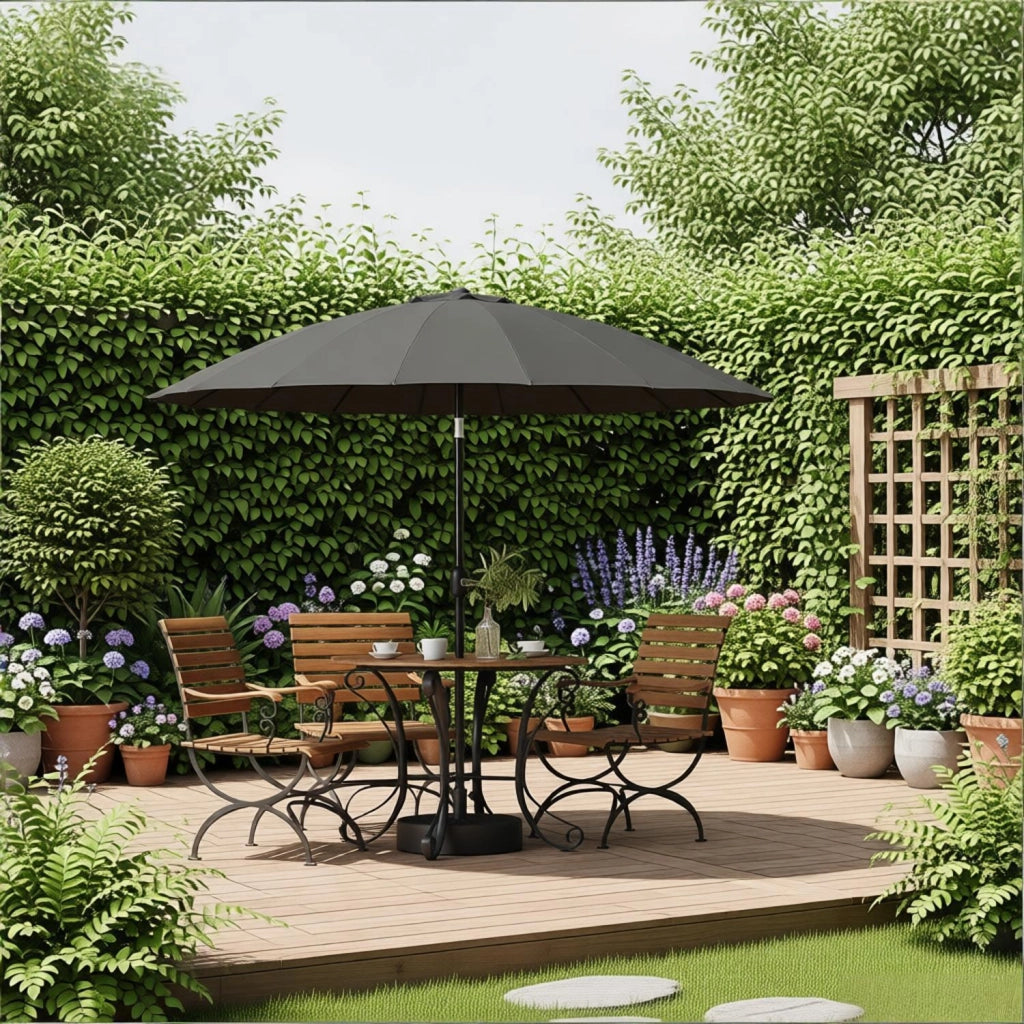 OMBRELLONE da Giardino Inclinabile Ø257 cm Poliestere Grigio Scuro senza base