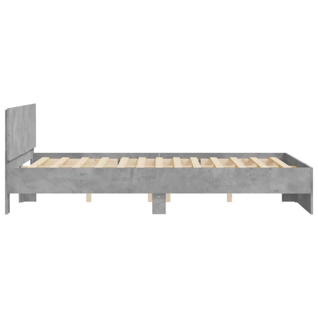 Giroletto con Testiera-Struttura Letto con testiera Grigio Cemento 140x200 cm