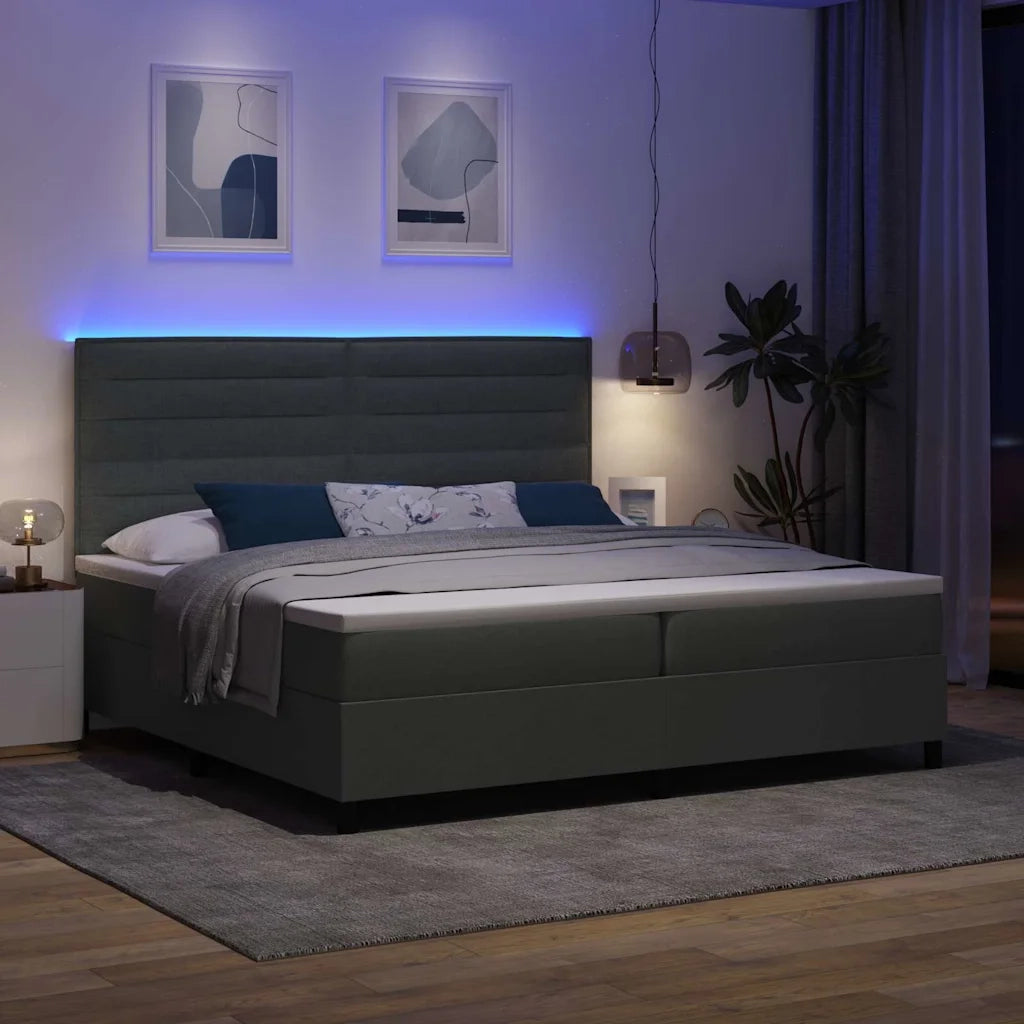 Letto a molle con materasso Grigio scuro 200 x 200 cm Tessuto